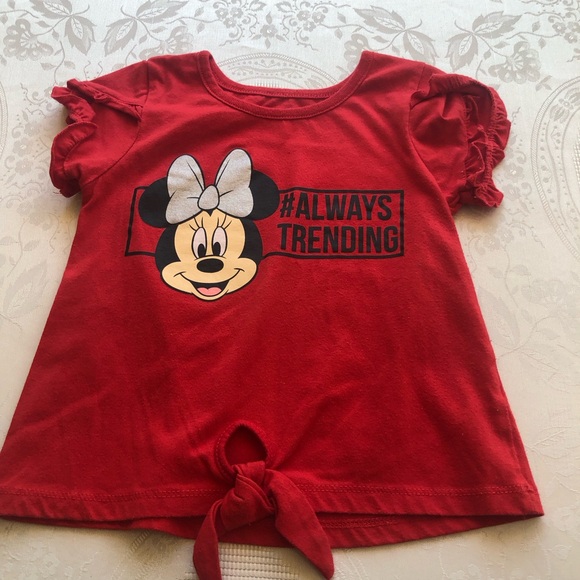 Disney Junior Minnie Graphic Red T-Shirt Girls Size 6 Short Sleeves Front Tie-Up - Picture 15 of 15